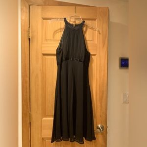 Black cocktail dress with black sequin stones